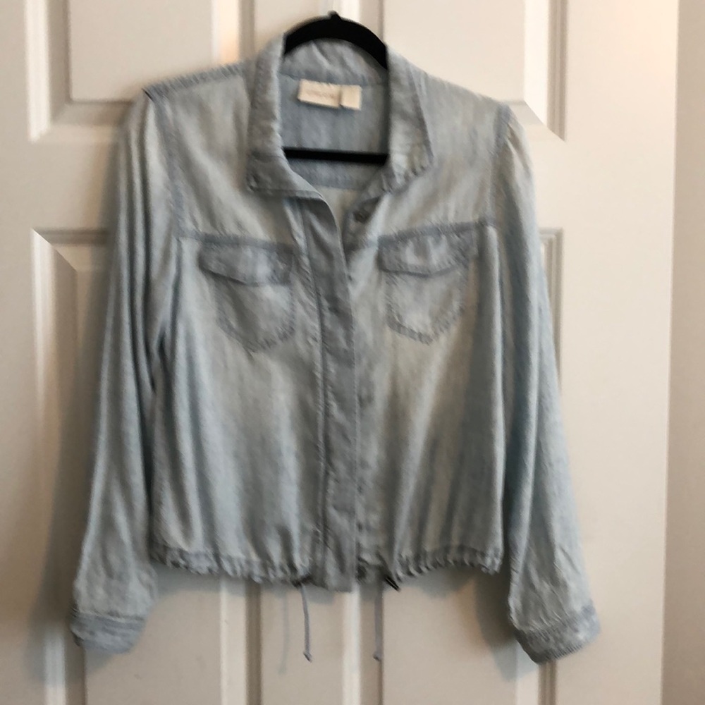 Chico’s denim jacket, washed denim